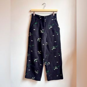 Zara Black Embroidered Trousers